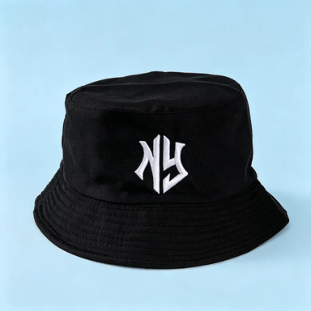 NY Embroidered Bucket Hat | Classic Black & White Streetwear Fisherman Cap | Unisex