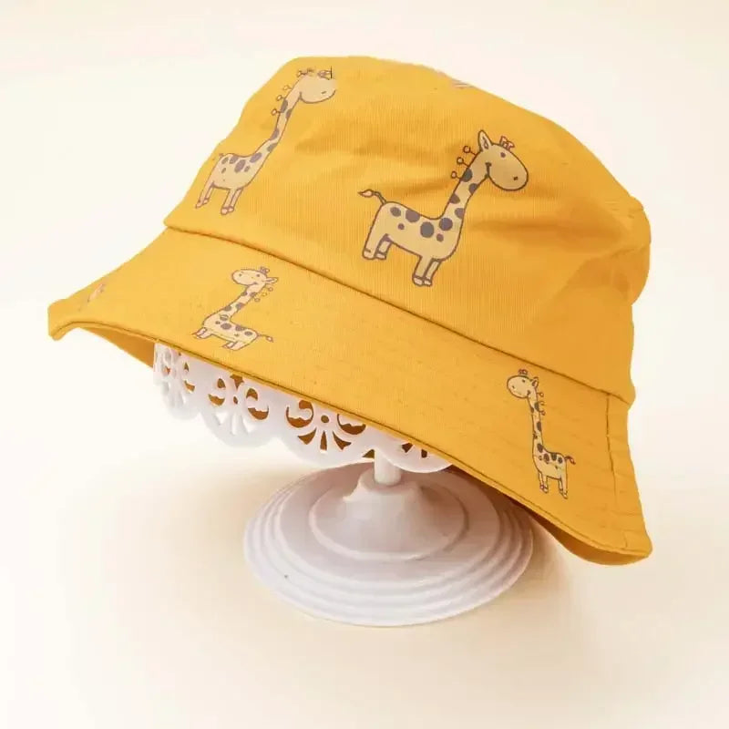 Child Bucket hat Cartoon Giraffe Baby Bucket Cap Outdoor Beach Children Sun Hat Kids Panama Cap Baby Boys Girls Cap