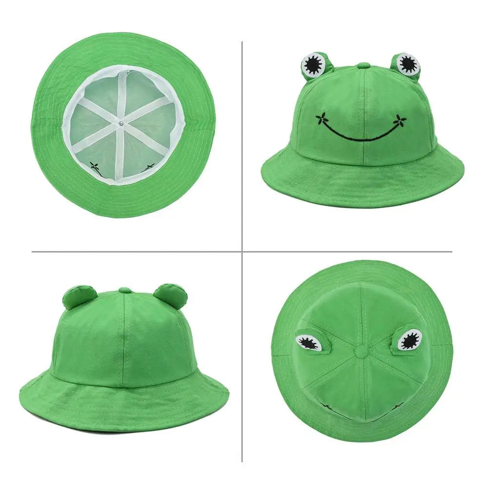 Cute Frog Bucket Hat | Cotton Panama Sun Hat | Unisex Outdoor & Fishing Cap