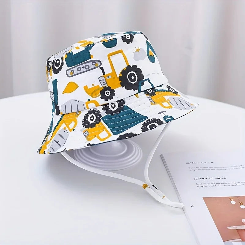 Lightweight Children's Cartoon Bucket Hat - sun resistant and breathable, cute cartoon design, adjustable chin strap,