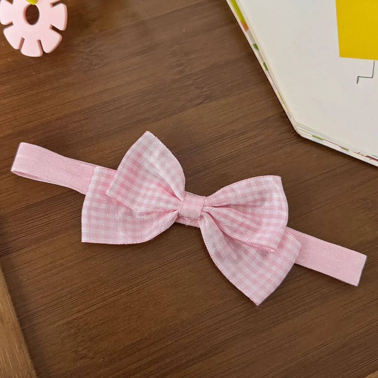 Pink Bow Headband for Baby Girls Hairbow  Bowknot Headwrap Kids Nylon Knot Turban Headbands Princess Plaid Bows Turban Hairband