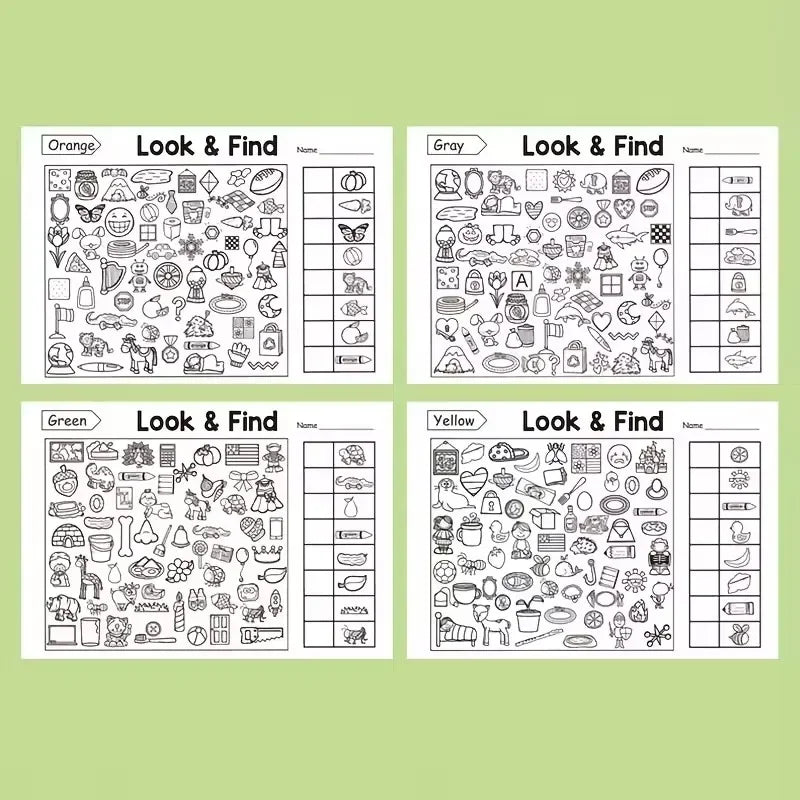 Look and Find Activity Book for Kids with Hidden Objects Focus Attention Practice Fun Coloring Book Home School Early Education