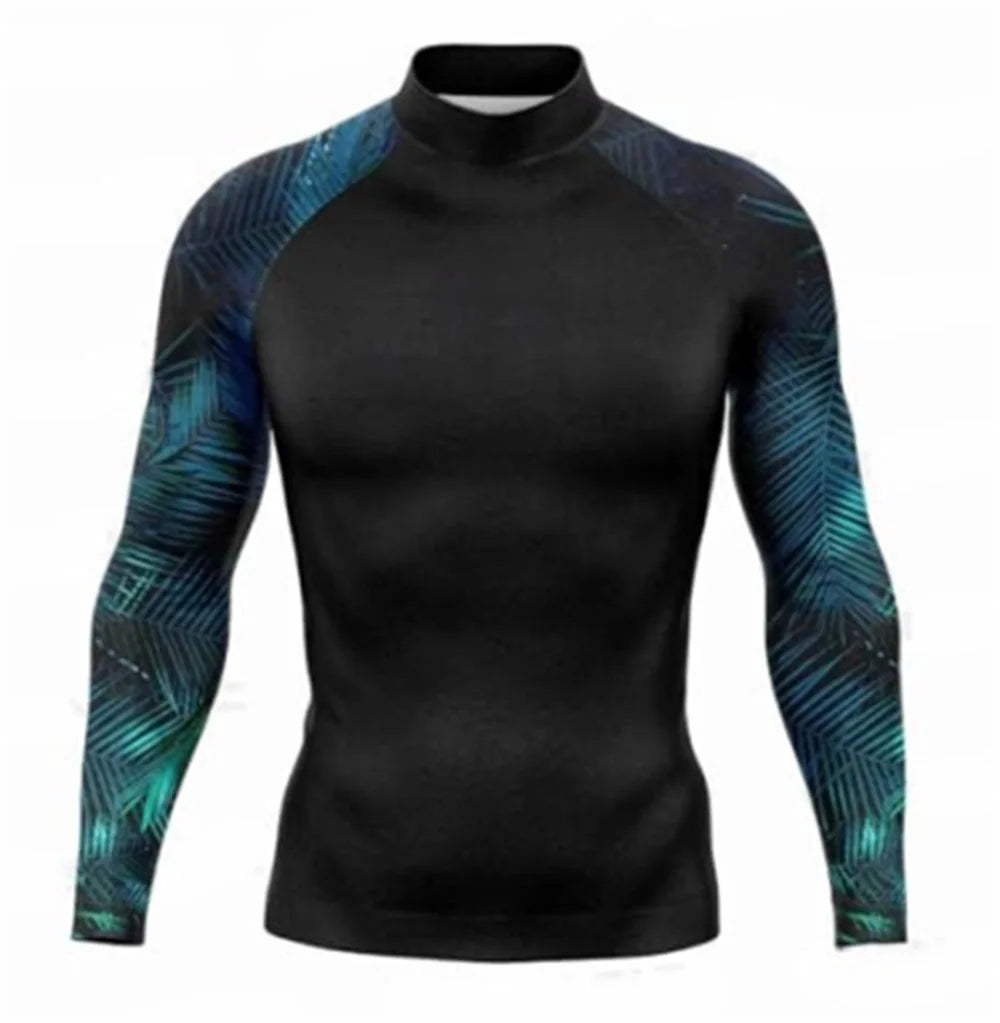 Men's Rash Guard Long Sleeve Surfing Shirts Sunscreen Surf Sweatshirt UV Protection Swimwear Quick Dry