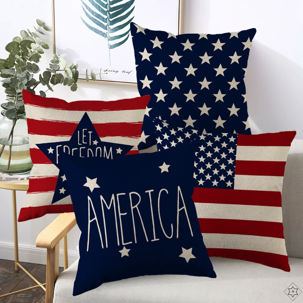 Independence Day Patriotic Throw Pillow Case | 4th of July Home Decor