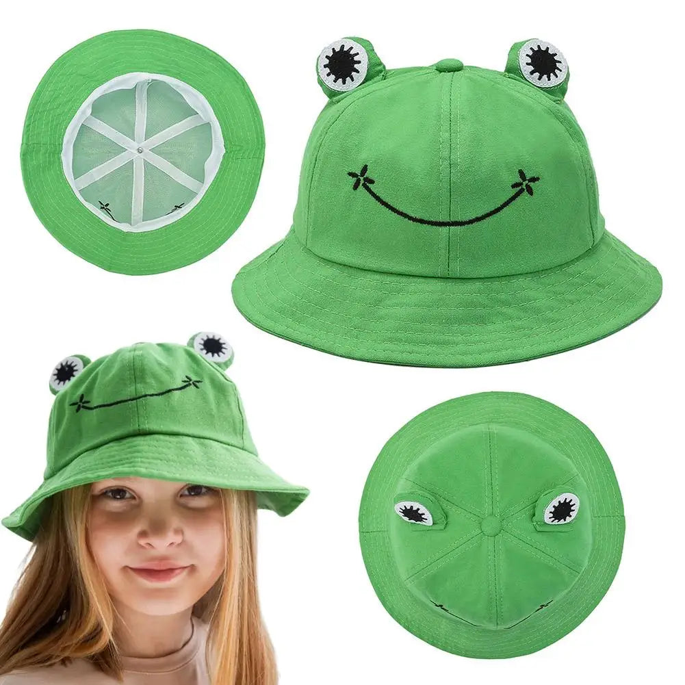 Cute Frog Bucket Hat | Cotton Panama Sun Hat | Unisex Outdoor & Fishing Cap