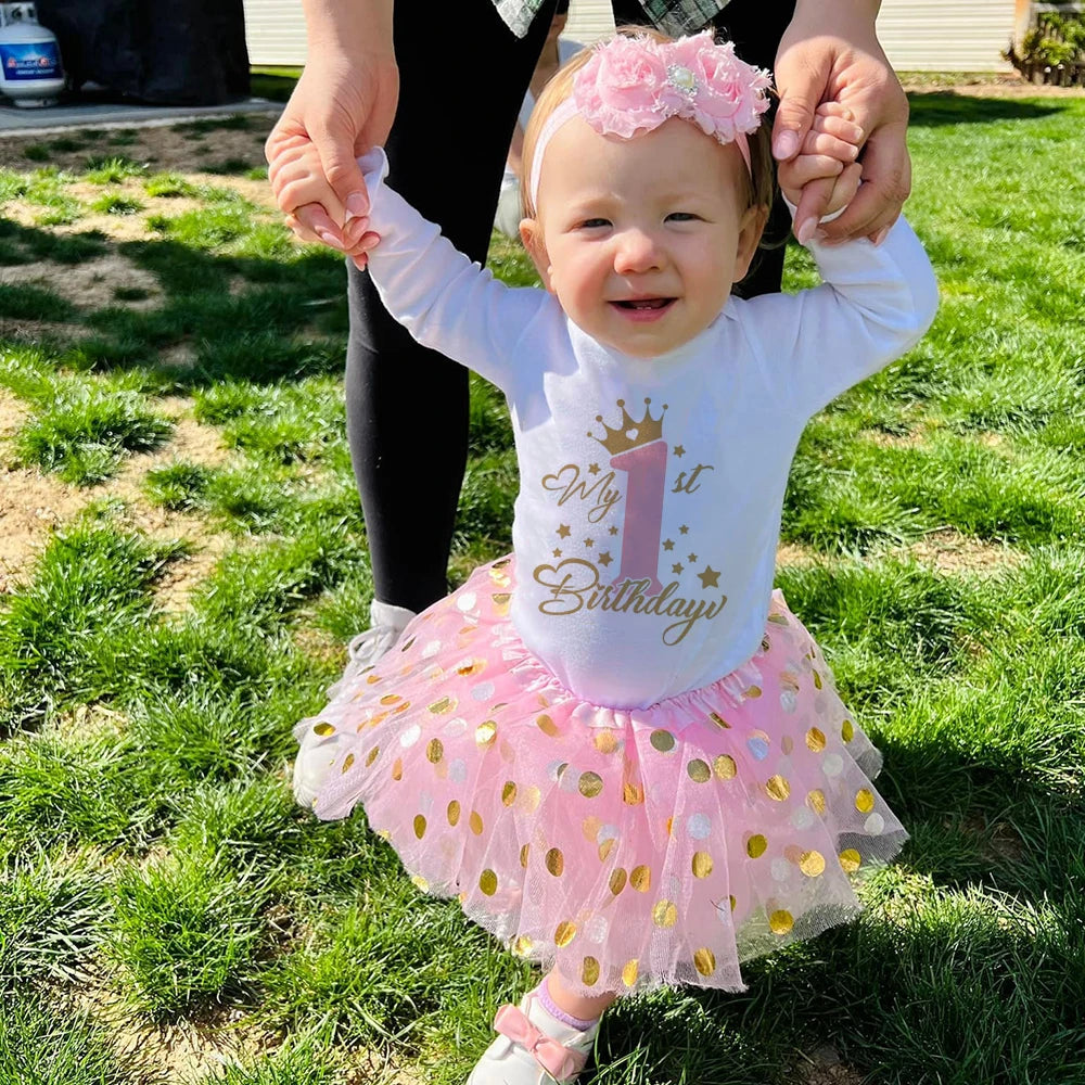Baby Girl's 1st or 2nd Birthday Outfit Birthday Tutu Girls Dress Set Newborn Infant Baby Girls 1st Birthday Dress Birthday Party Cotume