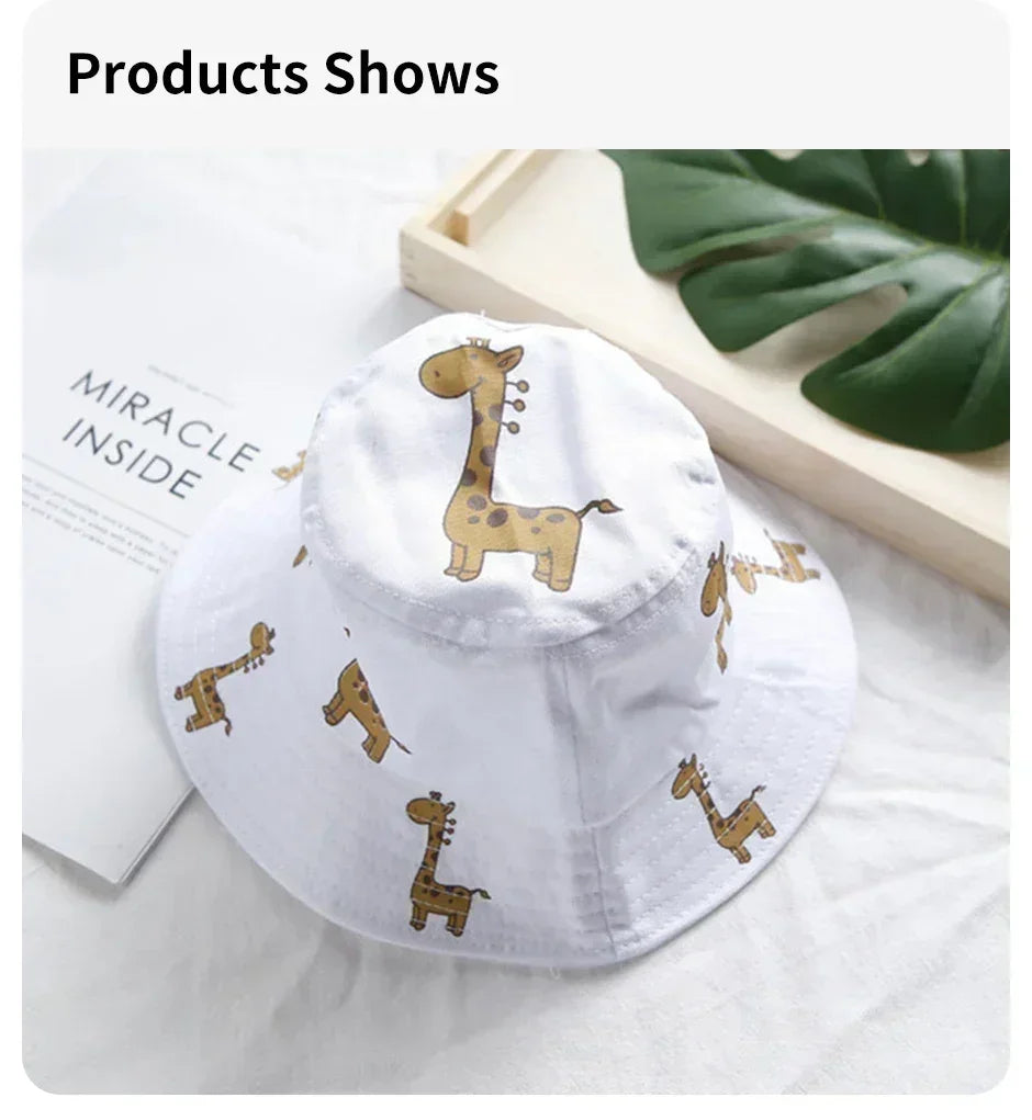 Child Bucket hat Cartoon Giraffe Baby Bucket Cap Outdoor Beach Children Sun Hat Kids Panama Cap Baby Boys Girls Cap