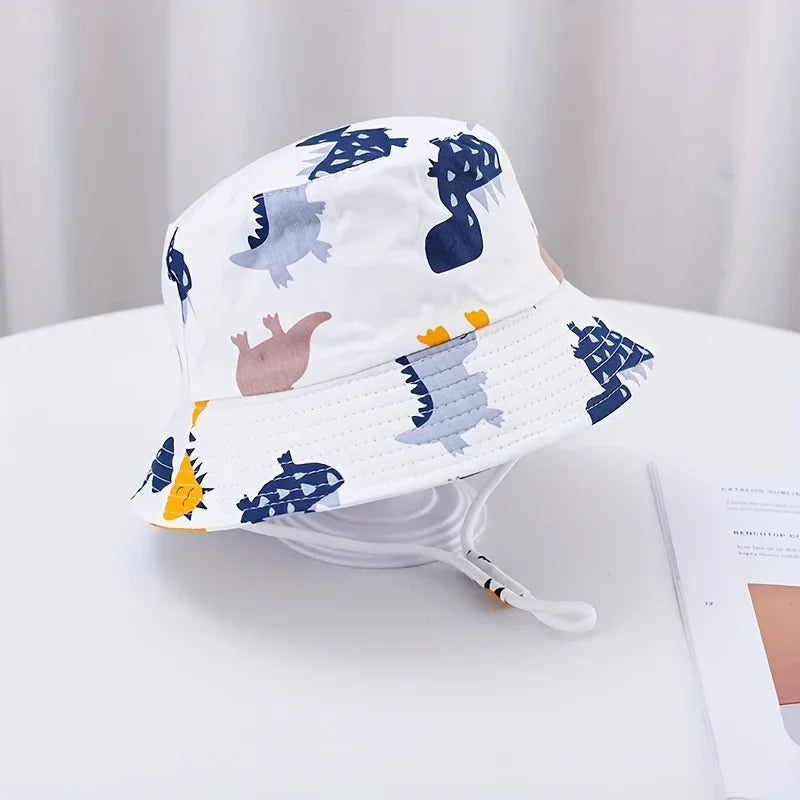 Lightweight Children's Cartoon Bucket Hat - sun resistant and breathable, cute cartoon design, adjustable chin strap,