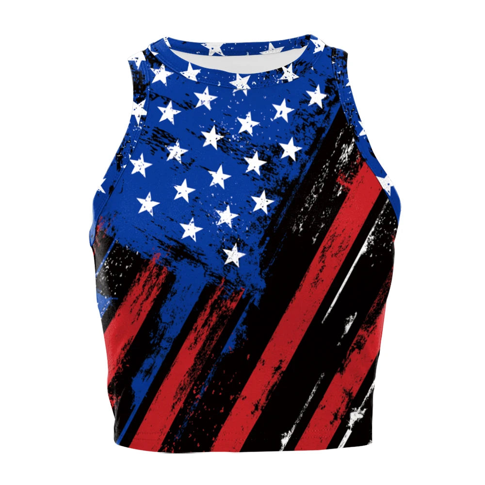 Nadanbao Women's Summer Independence's Day American Flag Print Tight Breathable and Comfortable Sleeveless Sexy Tank Top T-Shirt