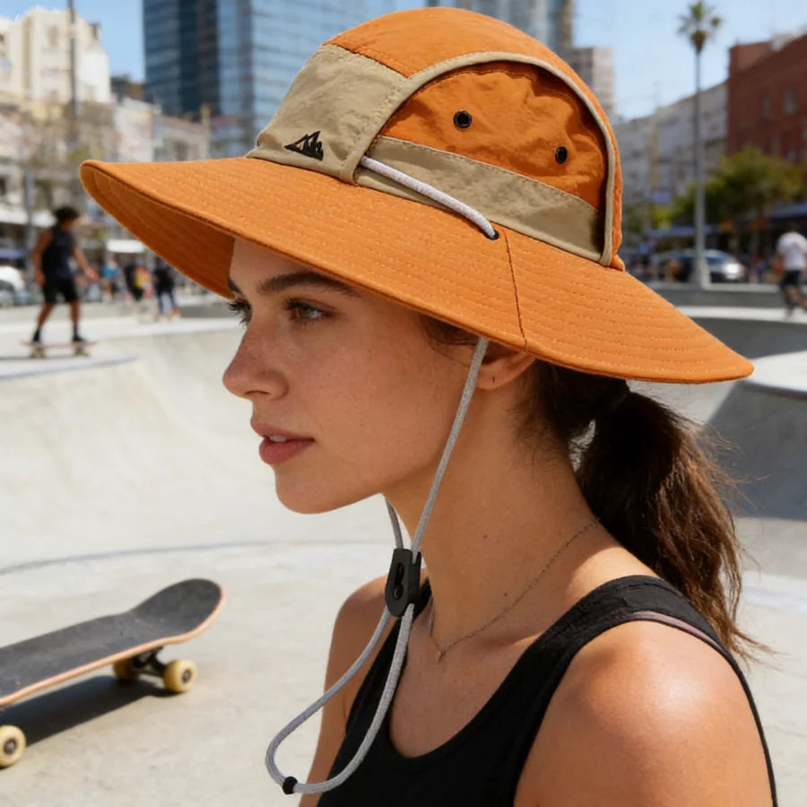 Foldable Wide-Brim Color-Block Sun Hat | UPF Protection | Unisex