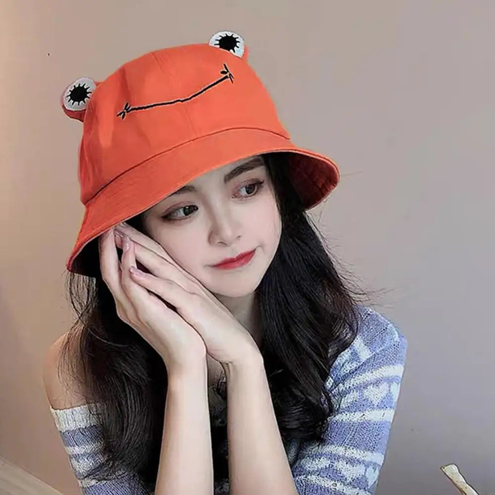 Cute Frog Bucket Hat | Cotton Panama Sun Hat | Unisex Outdoor & Fishing Cap