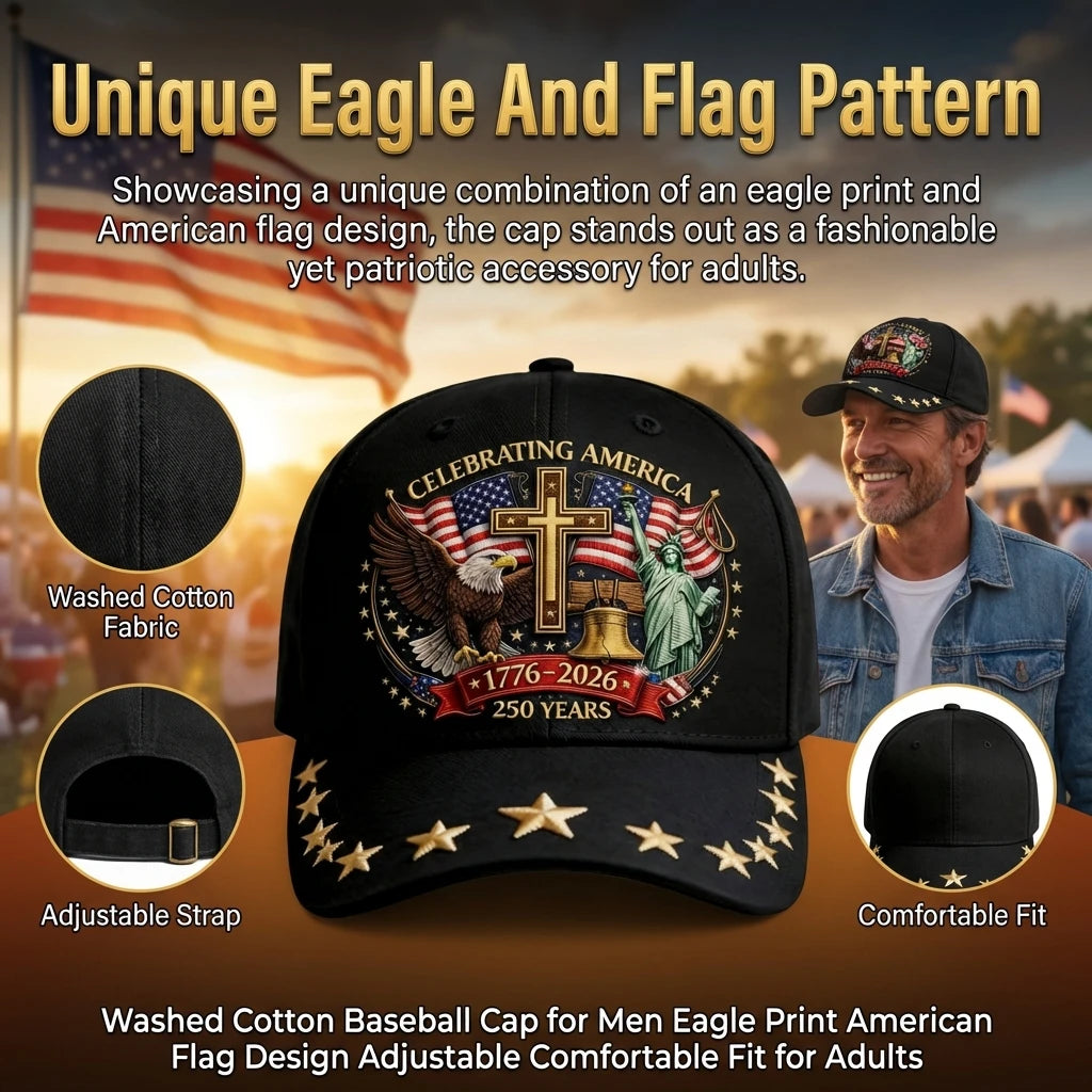 1776–2026 American Flag Eagle Baseball Cap | Unisex | Adjustable