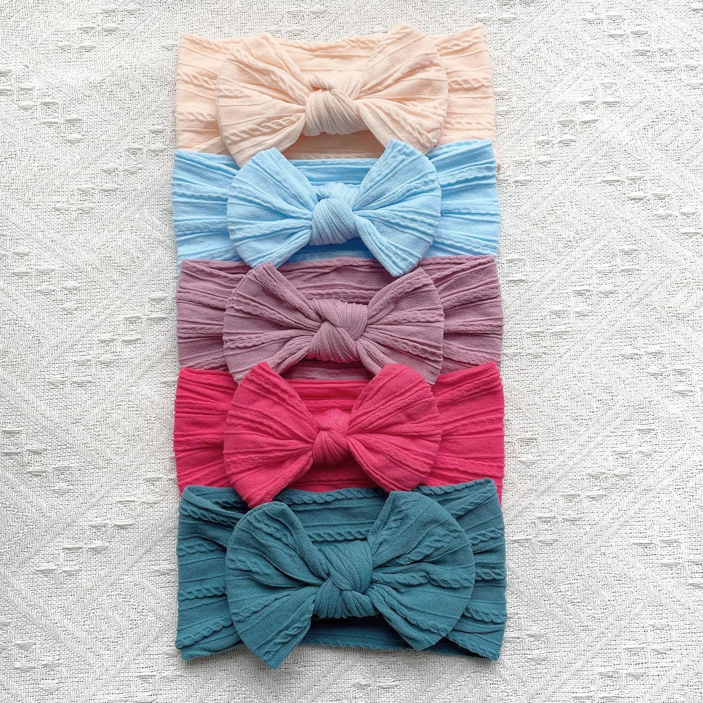 Baby Bow Knit Headband Set of 5 | Soft & Stretchy | 0–2 Years
