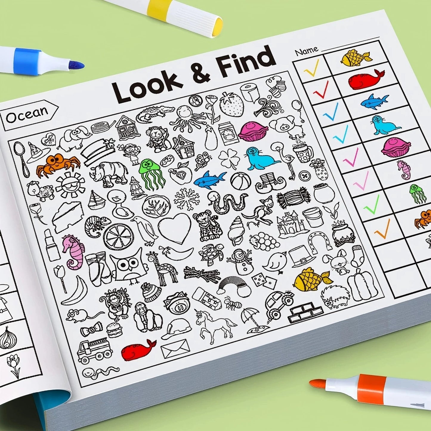 Look and Find Activity Book for Kids with Hidden Objects Focus Attention Practice Fun Coloring Book Home School Early Education