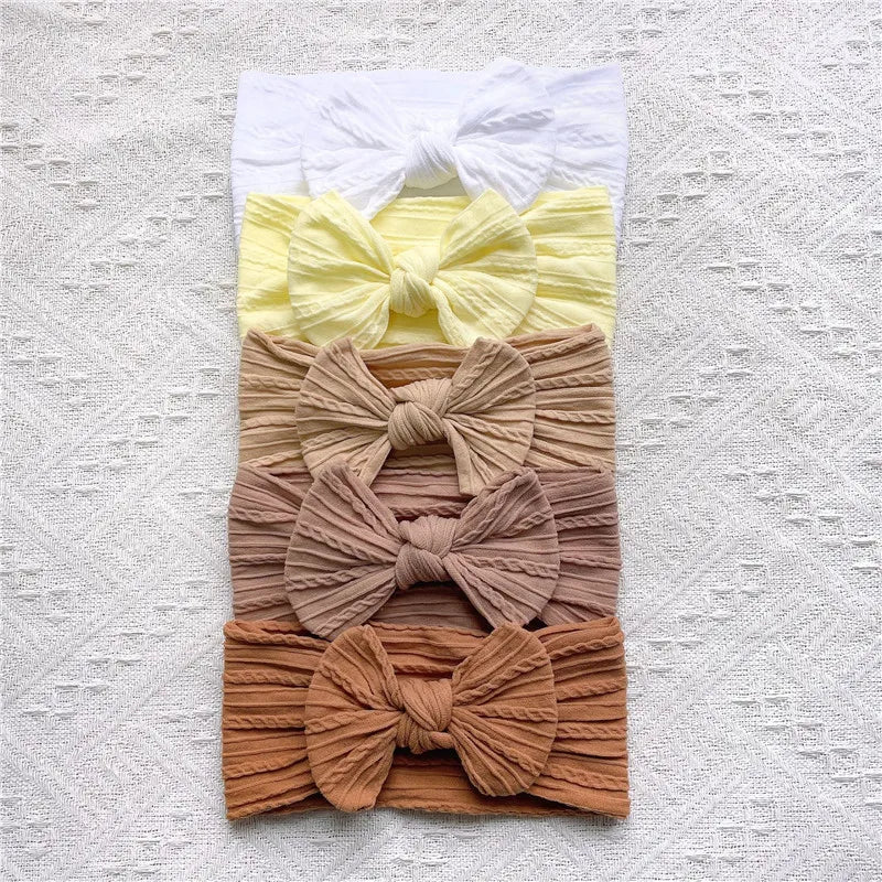 Baby Bow Knit Headband Set of 5 | Soft & Stretchy | 0–2 Years