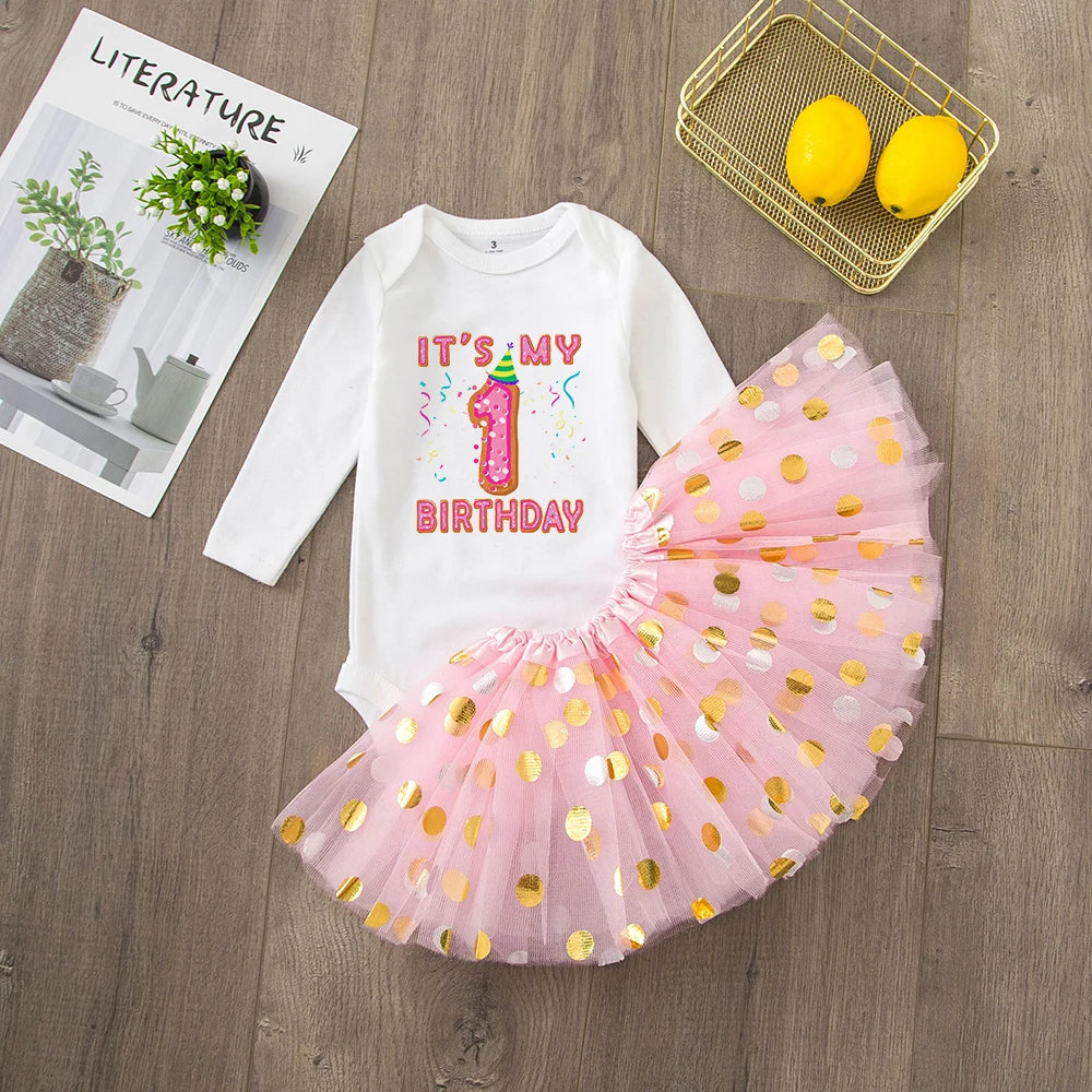 Baby Girl's 1st or 2nd Birthday Outfit Birthday Tutu Girls Dress Set Newborn Infant Baby Girls 1st Birthday Dress Birthday Party Cotume