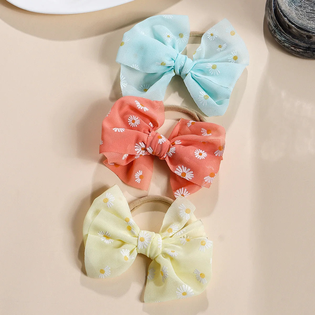 Baby Bows Headband Infant Daisy Flower Nylon Turban Newborn Hair Accessories Girl Soft Mesh Elastic Hairbands Kids Headwear