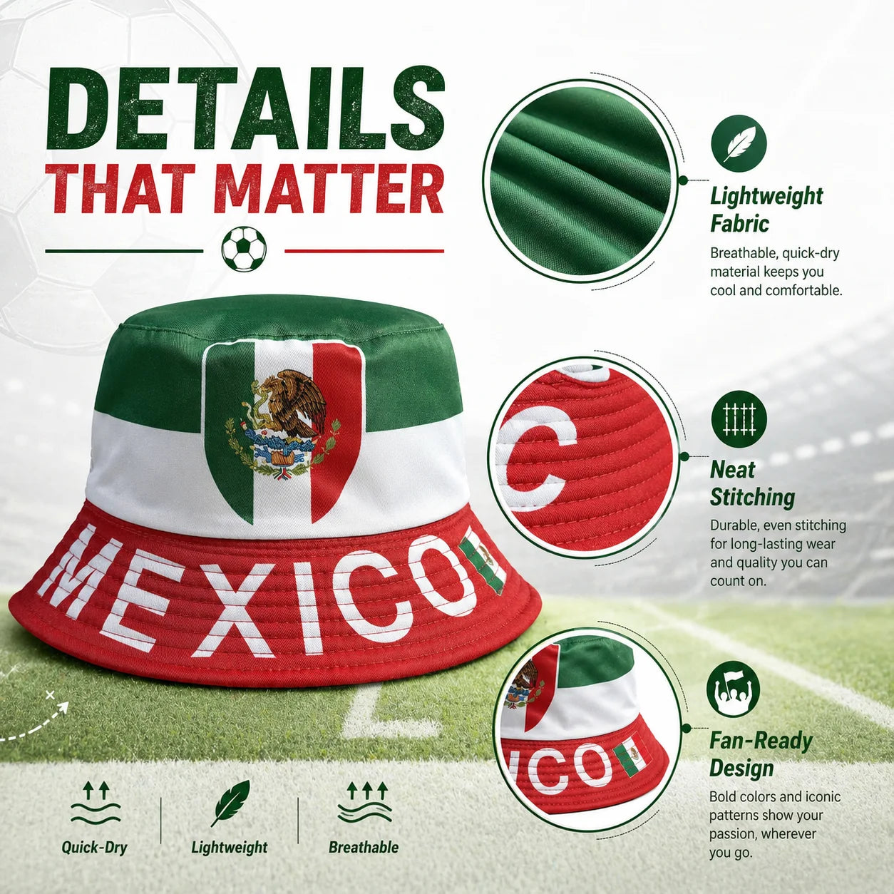 World Cup Reversible National Flag Print Bucket Hat | UV Protection Outdoor Sun Hat | Unisex