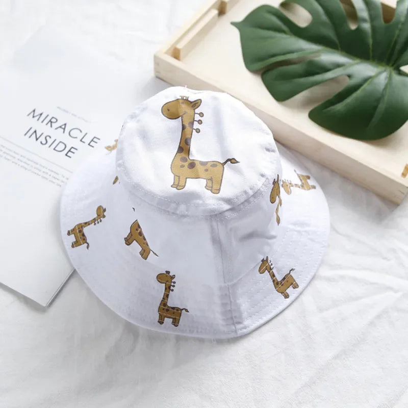 Child Bucket hat Cartoon Giraffe Baby Bucket Cap Outdoor Beach Children Sun Hat Kids Panama Cap Baby Boys Girls Cap