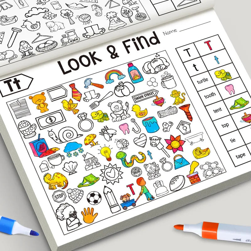 Look and Find Activity Book for Kids with Hidden Objects Focus Attention Practice Fun Coloring Book Home School Early Education