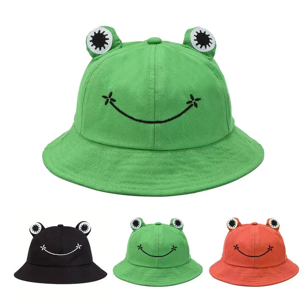 Cute Frog Bucket Hat | Cotton Panama Sun Hat | Unisex Outdoor & Fishing Cap