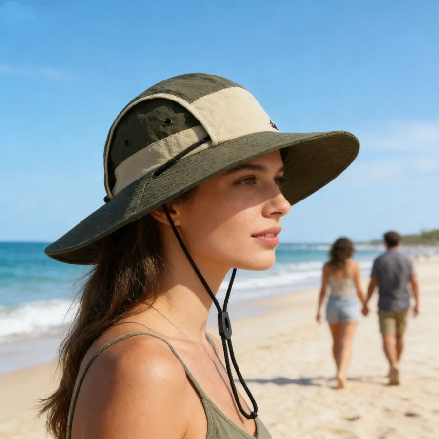 Foldable Wide-Brim Color-Block Sun Hat | UPF Protection | Unisex