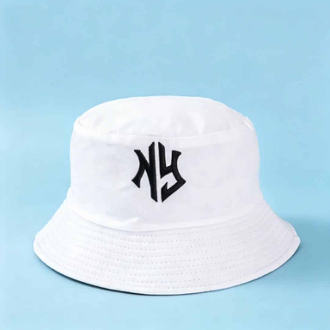 NY Embroidered Bucket Hat | Classic Black & White Streetwear Fisherman Cap | Unisex