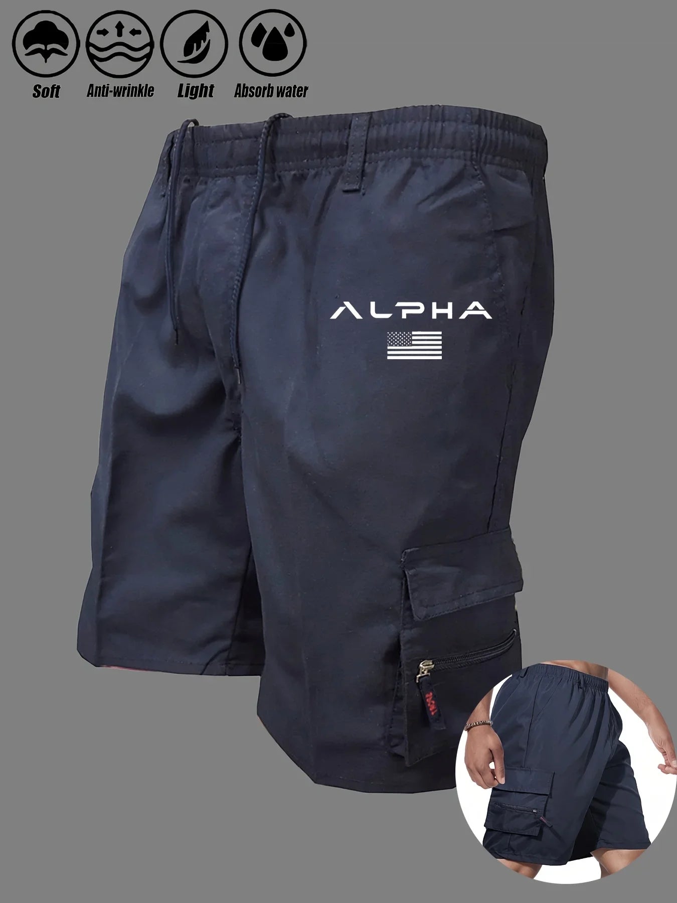 American Flag Eagle Cargo Shorts | Multi-Pocket | Men's S–XXXL