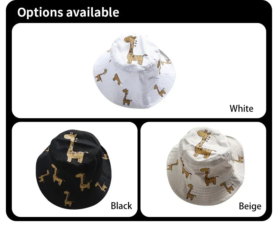 Child Bucket hat Cartoon Giraffe Baby Bucket Cap Outdoor Beach Children Sun Hat Kids Panama Cap Baby Boys Girls Cap