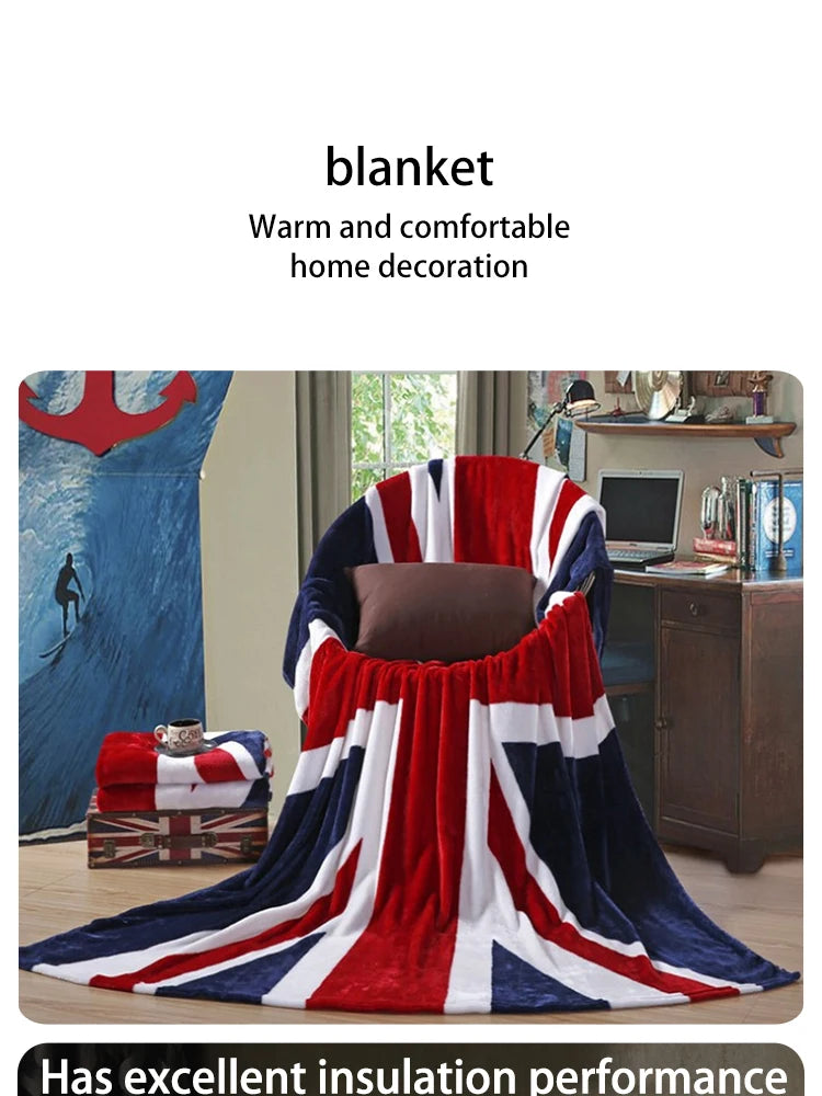 American Flag Print blankets Warm and plush throw for sofas, sofas, cars, and travel  Soft machine-washed English style blankets