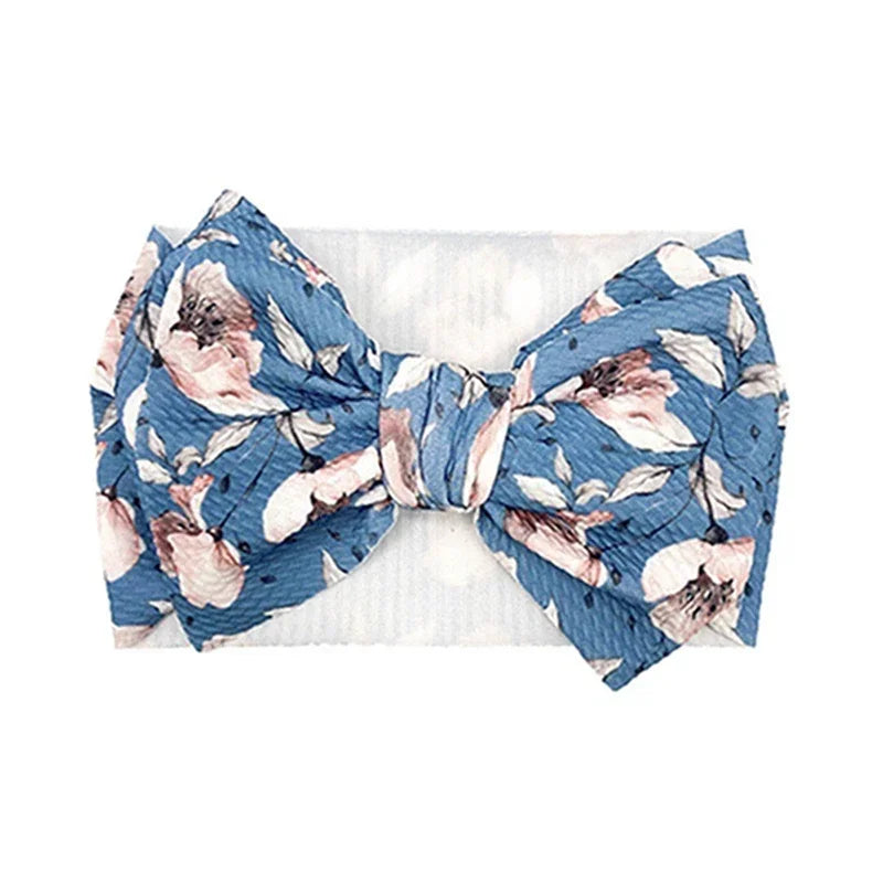 Lovely Flowers Pattern Bowknot Infant Headband Fashion Cartoon Print Bows Baby Hairband Hair Accessories Birthday Gifts