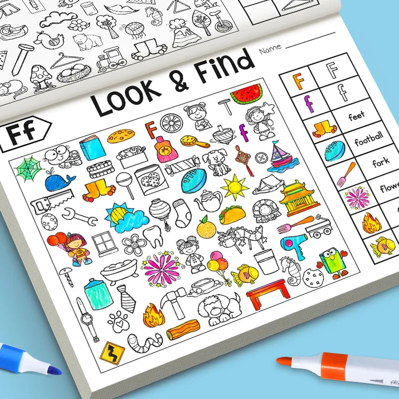 Look and Find Activity Book for Kids with Hidden Objects Focus Attention Practice Fun Coloring Book Home School Early Education