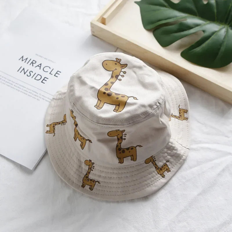 Child Bucket hat Cartoon Giraffe Baby Bucket Cap Outdoor Beach Children Sun Hat Kids Panama Cap Baby Boys Girls Cap