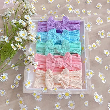 Baby Bow Knit Headband Set of 5 | Soft & Stretchy | 0–2 Years