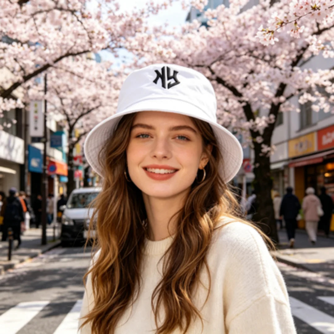 NY Embroidered Bucket Hat | Classic Black & White Streetwear Fisherman Cap | Unisex