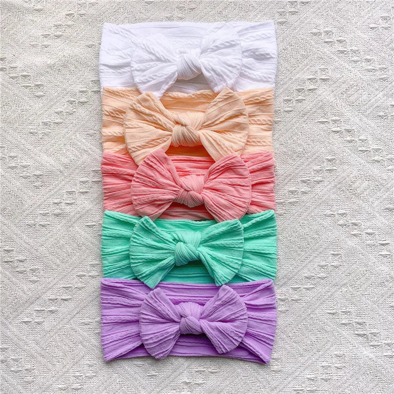 Baby Bow Knit Headband Set of 5 | Soft & Stretchy | 0–2 Years