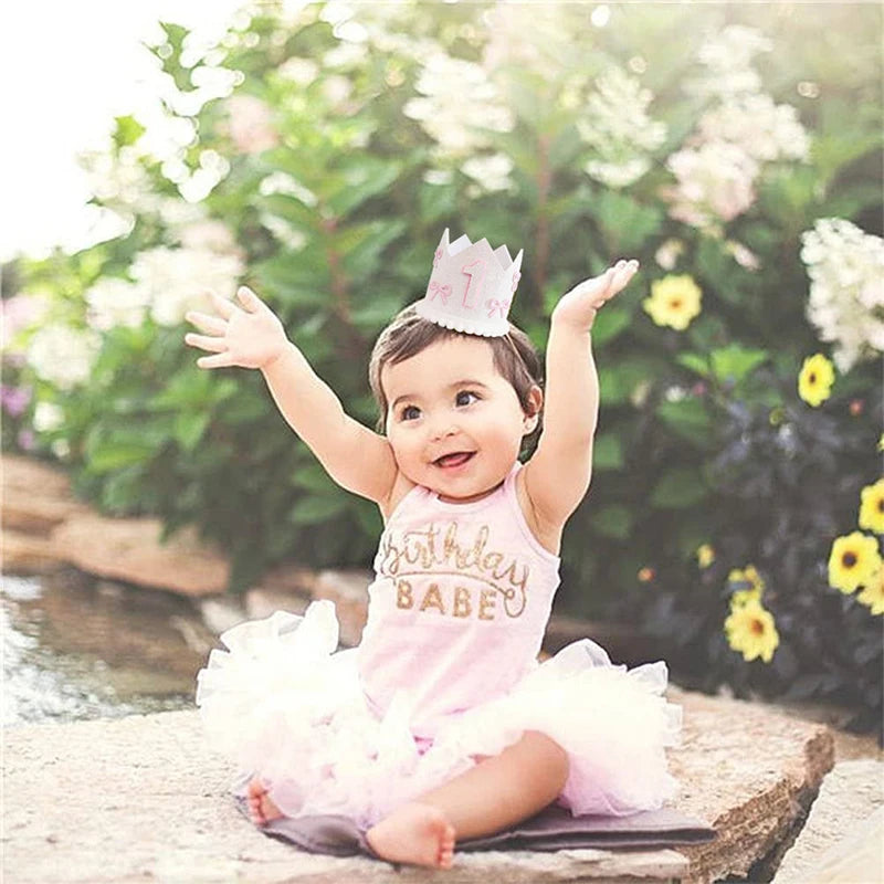 1 Piece Boho Pink Bow 1st Birthday Girl Hat Happy Birthday Party Decoration Photo Prop Baby Shower Decoration