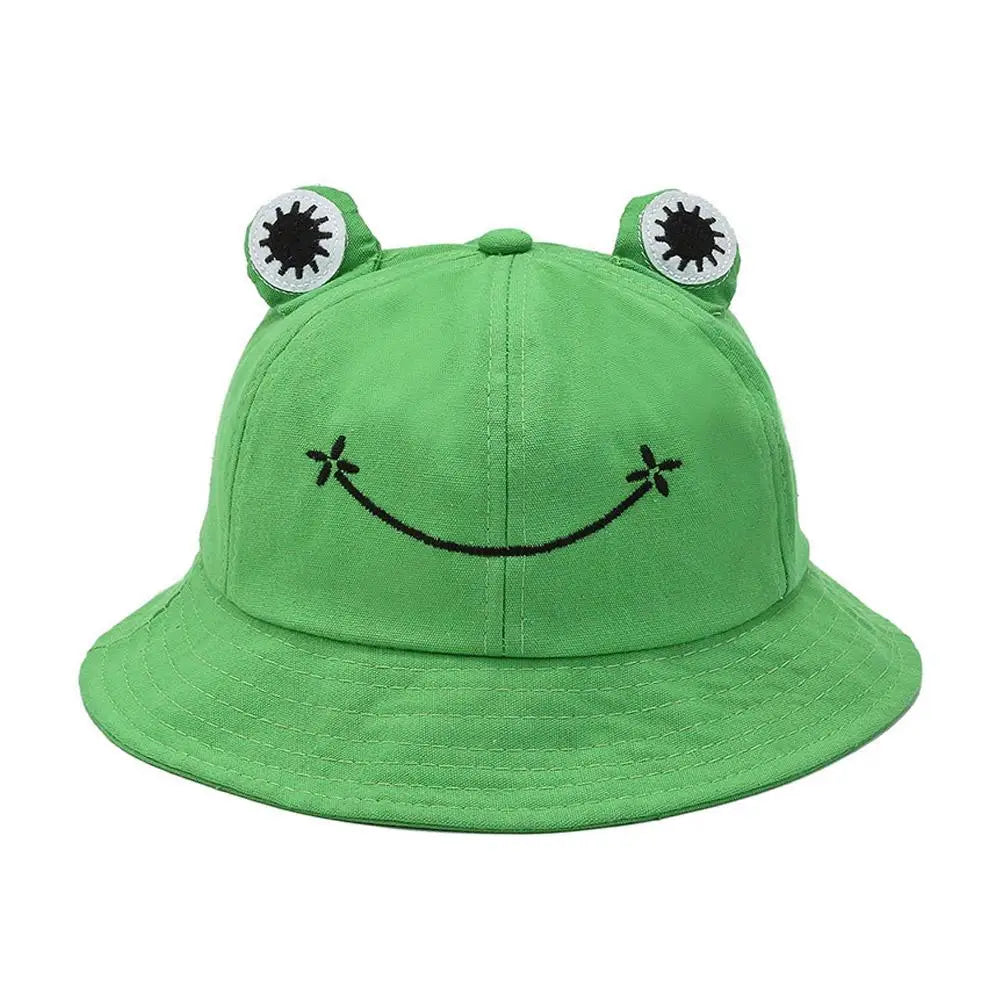 Cute Frog Bucket Hat | Cotton Panama Sun Hat | Unisex Outdoor & Fishing Cap