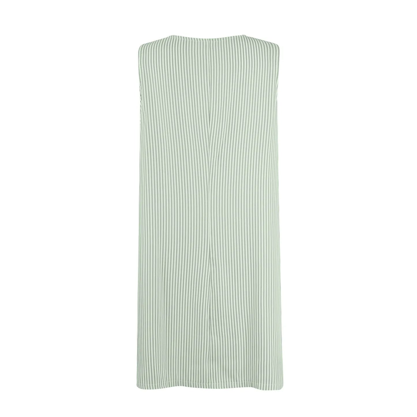 Summer Fashion Stripped Patchwork Commuting U-Neck Sleeveless Pockets Back Button Casual Straight Slimming Mini Dress For Women