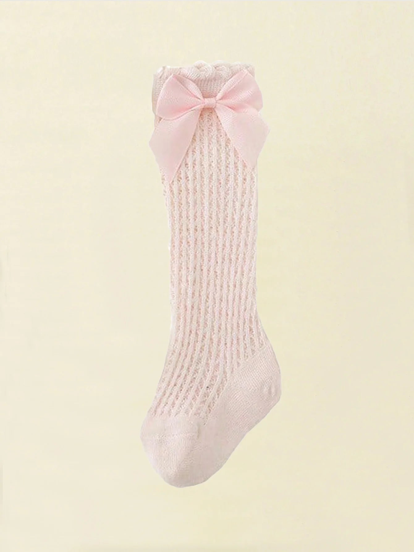 1 Pair of Bows Decoration Babies Cotton Summer Mesh Lace Knee Socks Toddler Princess Long Socks for 0-36 Months Baby Girls Wear