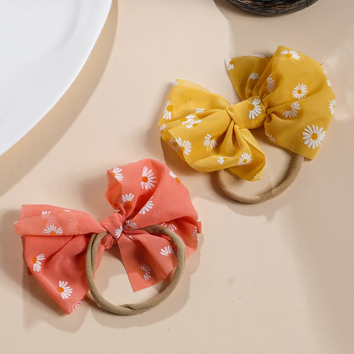Baby Bows Headband Infant Daisy Flower Nylon Turban Newborn Hair Accessories Girl Soft Mesh Elastic Hairbands Kids Headwear