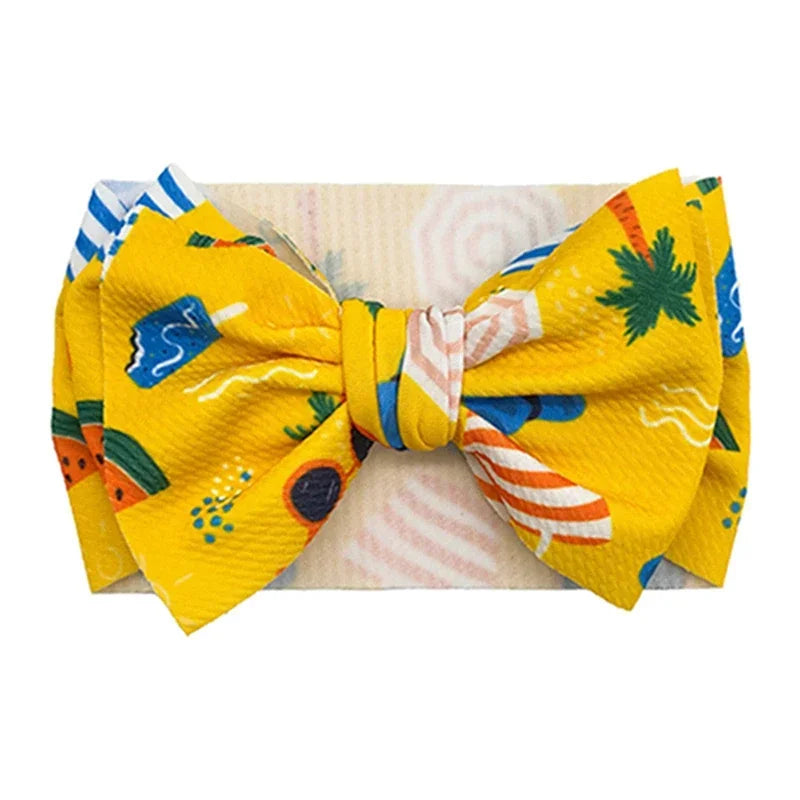 Lovely Flowers Pattern Bowknot Infant Headband Fashion Cartoon Print Bows Baby Hairband Hair Accessories Birthday Gifts