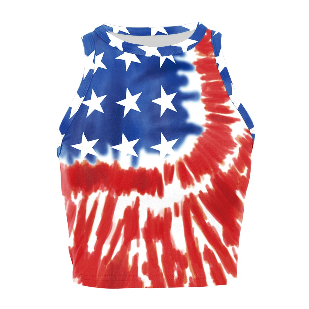 Nadanbao Women's Summer Independence's Day American Flag Print Tight Breathable and Comfortable Sleeveless Sexy Tank Top T-Shirt