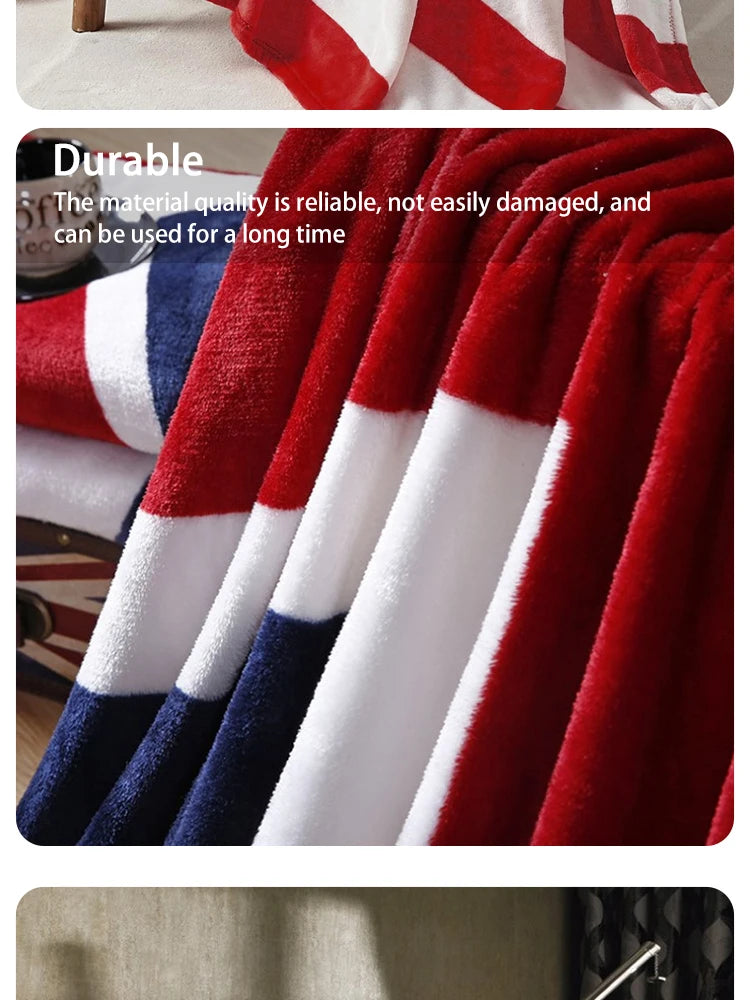 American Flag Print blankets Warm and plush throw for sofas, sofas, cars, and travel  Soft machine-washed English style blankets