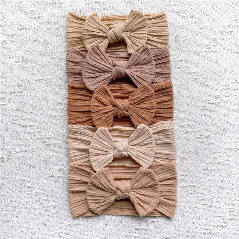 Baby Bow Knit Headband Set of 5 | Soft & Stretchy | 0–2 Years