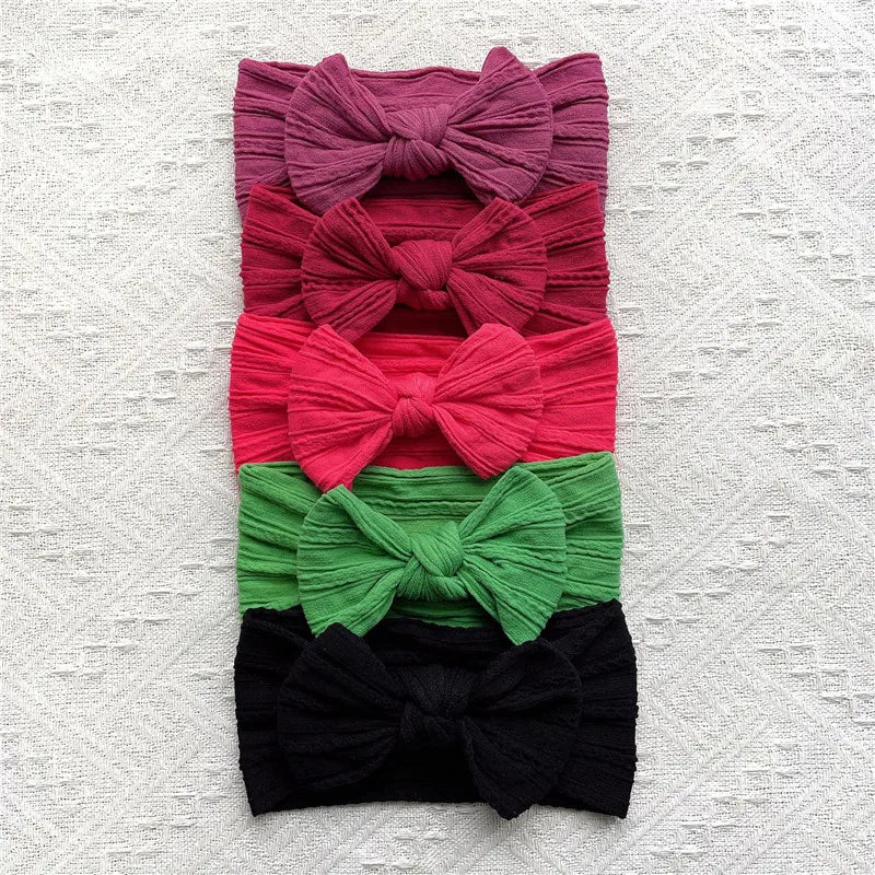 Baby Bow Knit Headband Set of 5 | Soft & Stretchy | 0–2 Years