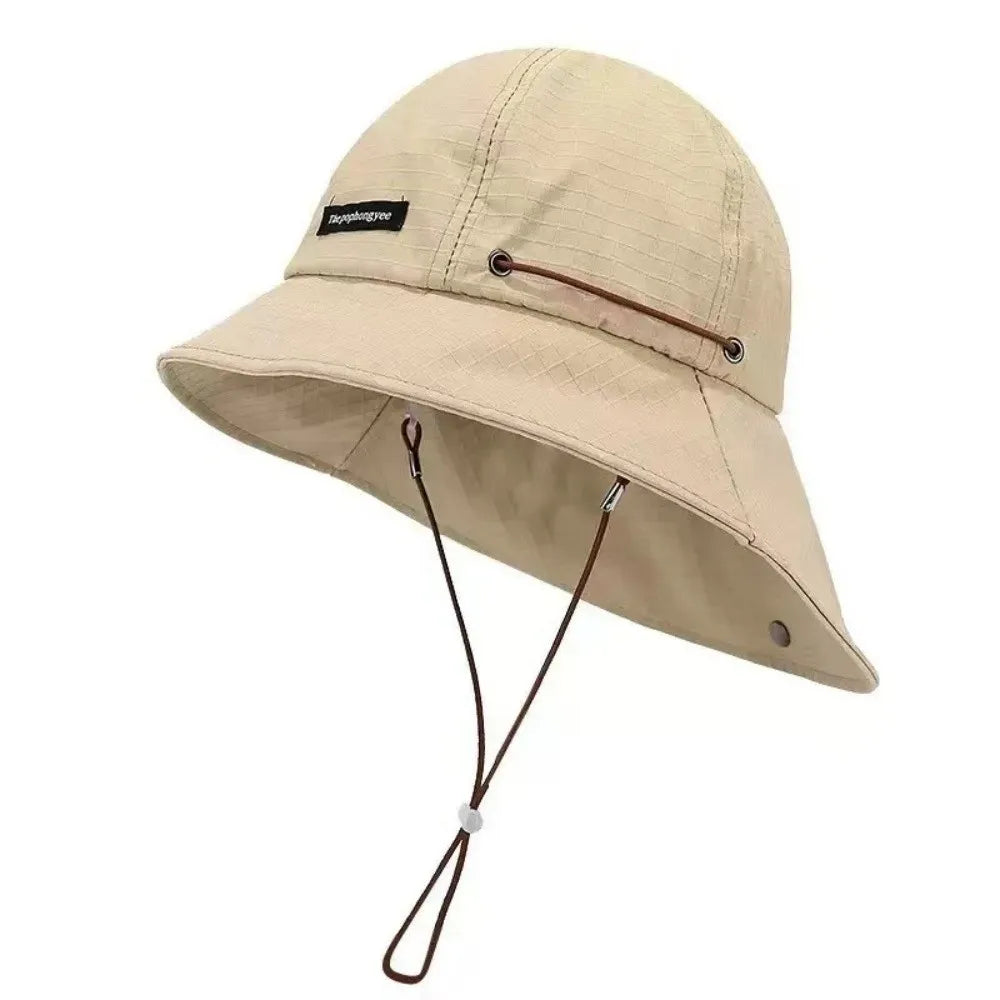 Neck-Protecting Drawstring Bucket Hat | Wide Brim UV Sun Hat | Unisex