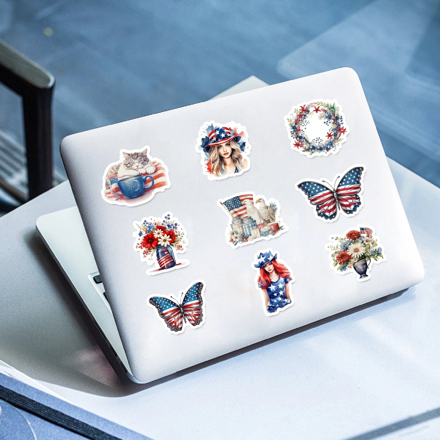 53-Piece Patriotic American Flag Sticker Pack | Vinyl 4th of July Decals