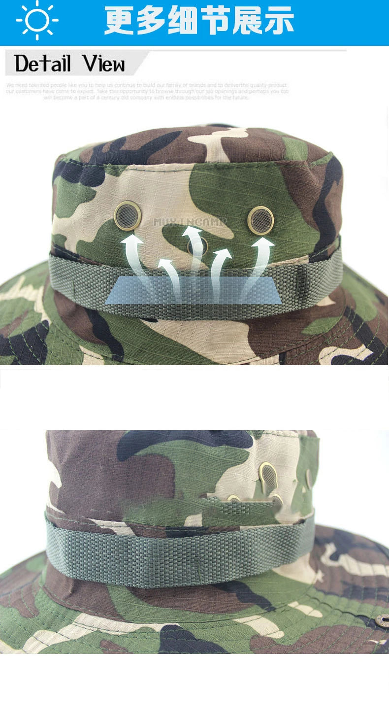 Camouflage Tactical Boonie Hat | UPF UV Protection Wide Brim | Hunting, Hiking & Safari