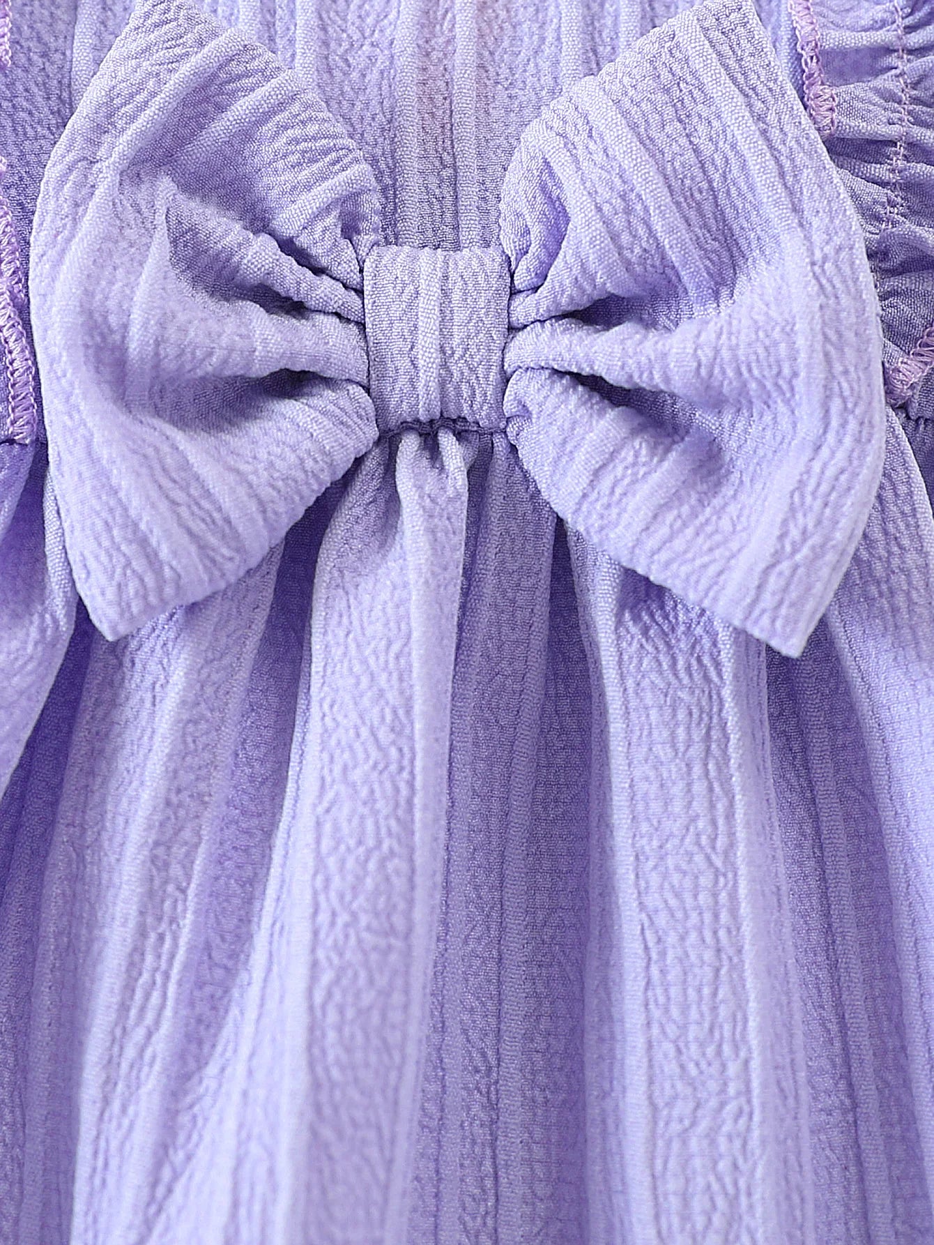 2pcs Baby Girls Purple Bow Jacquard Princess Dress with Hair Clip, Sweet Style, for Photoshoot/Daily/Outdoor, 0-18M, Breathable